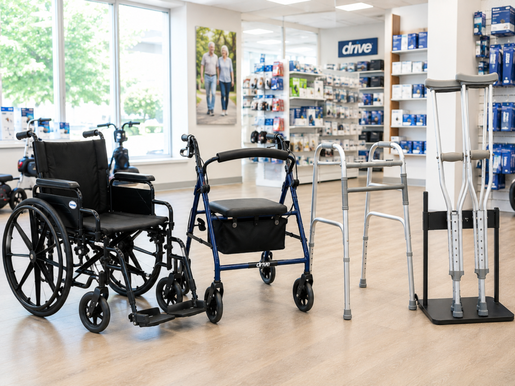 Medical equipment rentals in Toronto and the GTA including manual wheelchair, transport wheelchair, rollator, standard walkers, walkers with seat, canes, crutches, scooter and hospital bed at Motion Care Mobility in Vaughan, toronto, gta, markham, richmond hill, thronhill, concord, north york, etobicoke, scarborough, mississauga, brampton, oshawa
