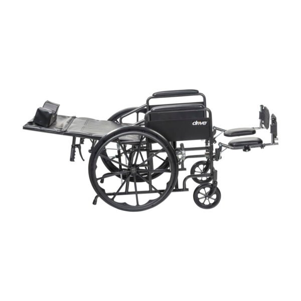 Drive Medical Silver Sport Recliner Wheelchair reclined position
