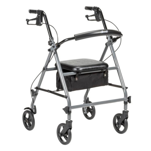 Drive Medical Steel Rollator with 6-Inch Wheels front view