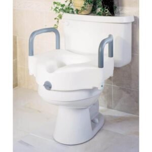 Locking Raised Toilet Seat With Arms by motion care mobility